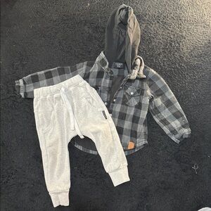 Little Bipsy Black and Gray Plaid Kids Hoodie